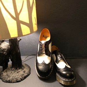 Dr. Martens Black and White Wing Tip Swing Shoes